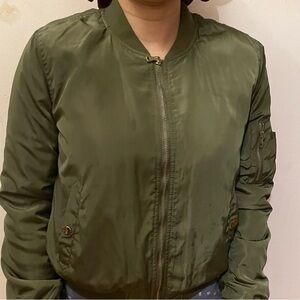 Olive Green Women's Bomber Jacket